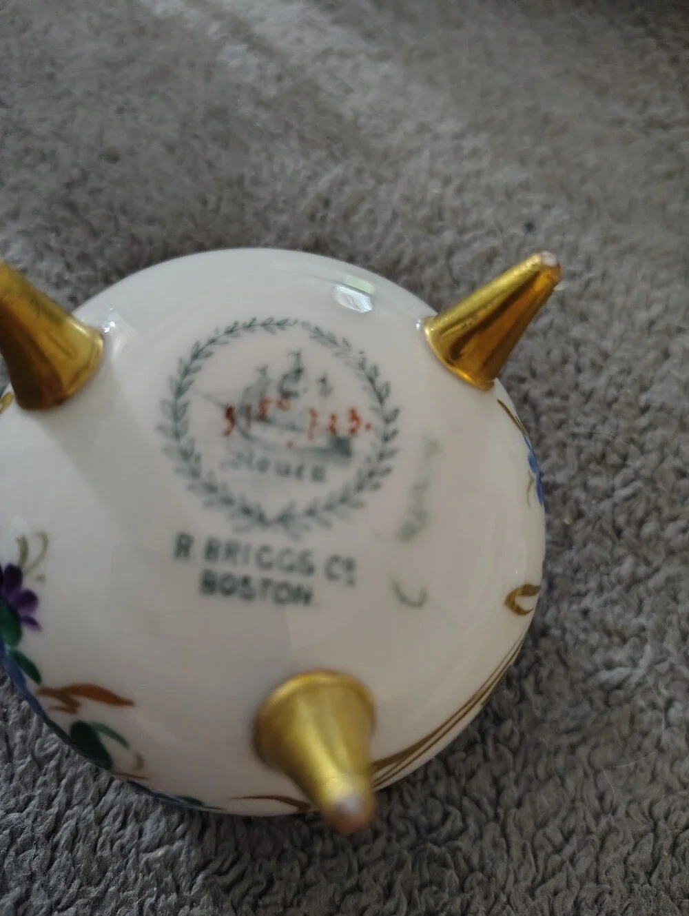 Vintage Footed Porcelain Sugar Bowl with Pink Rose and Gold Trim